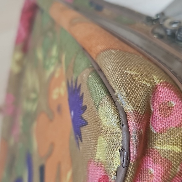 Vintage 70s Floral Mid Century Modern Travel Weekend Bag Small Suitcase - Picture 10 of 16